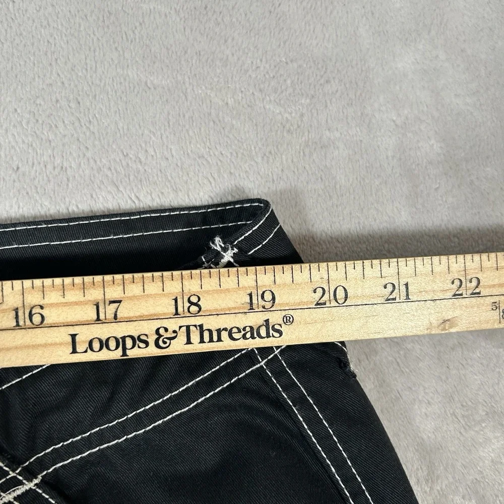 True Religion Bobby Baggy Cargo Pants Mens 38x32 Black Contrast Stitch Y2K VTG